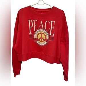 Chaser pink Peace Academy pullover cropped sweatshirt. NWT
